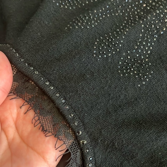 Christian Audigier black Label tank dress, black rhinestones and lace trim, XL - Picture 8 of 15